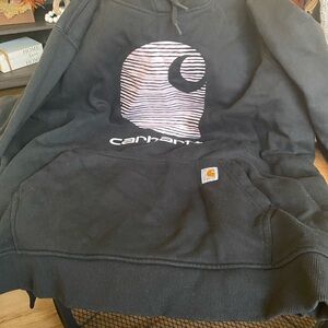 Carhartt Black Hoodie with Pink Logo